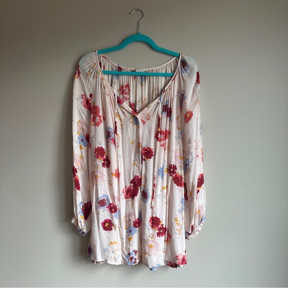 Lucky Brand Tops - Lucky Brand Cream Floral Button Blouse 2X